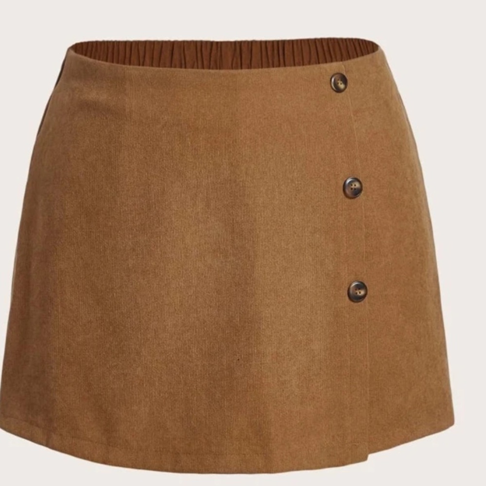 SHEIN Unity Plus Button Front Corduroy Skort